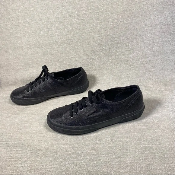 Superga Women’s Black Glitter Sneakers Black Sole NWOT - Picture 9 of 9